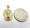 10k yellow gold cz small king tut pharaoh head pendant 0.05ct