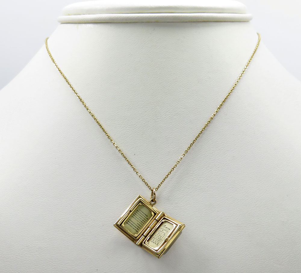 14k yellow gold star of david torah book pendant 