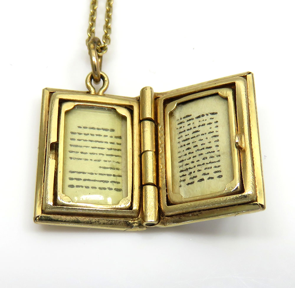 14k yellow gold star of david torah book pendant 