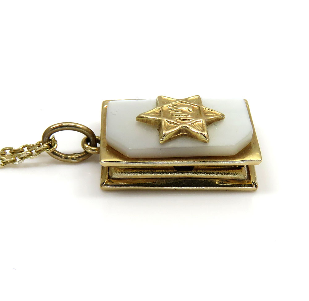 14k yellow gold star of david torah book pendant 