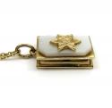 14k yellow gold star of david torah book pendant 