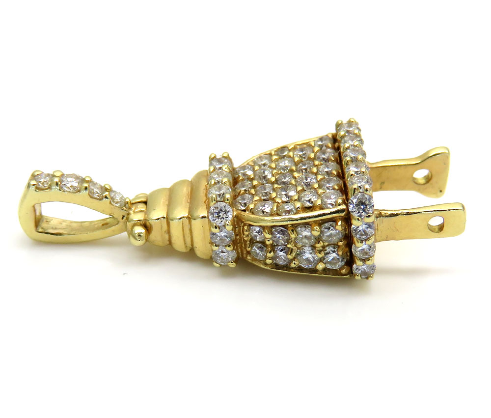 14k solid gold diamond mini plug pendant 0.50ct