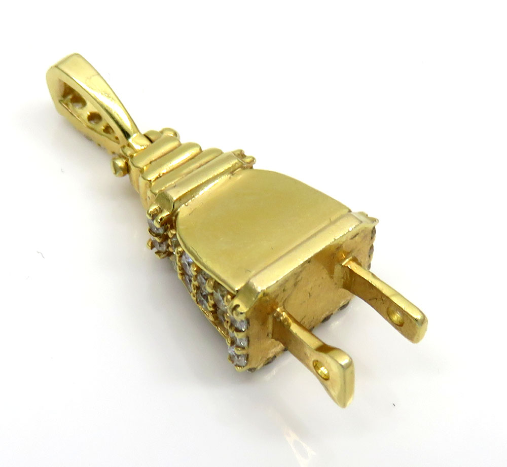 14k solid gold diamond mini plug pendant 0.50ct - Image 4