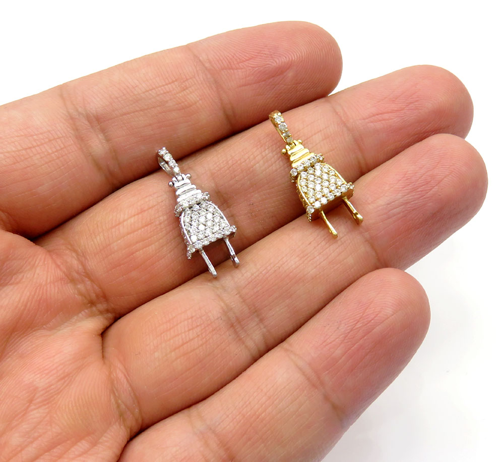 14k solid gold diamond mini plug pendant 0.50ct - Image 5