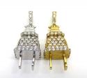 14k solid gold diamond mini plug pendant 0.50ct