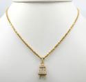 14k solid gold diamond mini plug pendant 0.50ct