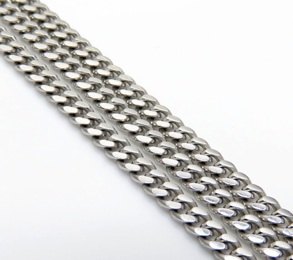 14k white gold skinny tight link miami chain 24 inch 2.80mm