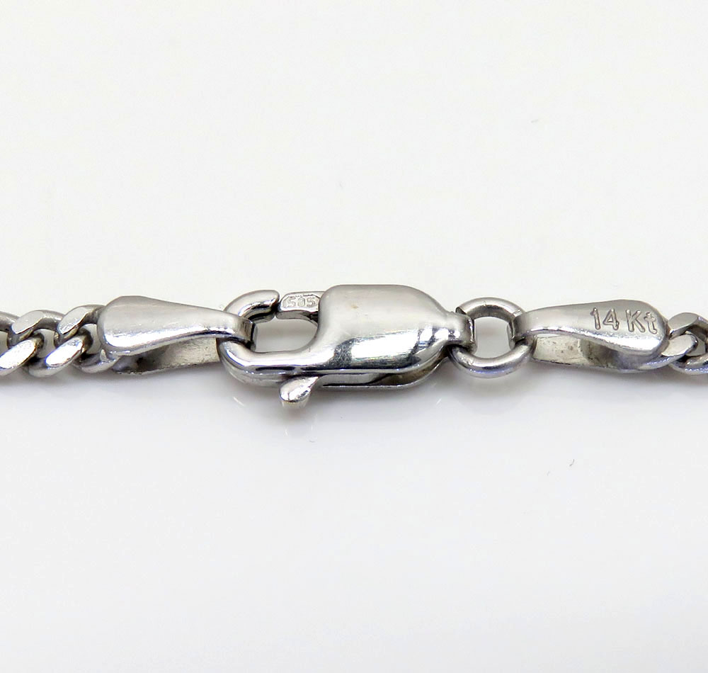 14k white gold skinny tight link miami chain 24 inch 2.80mm