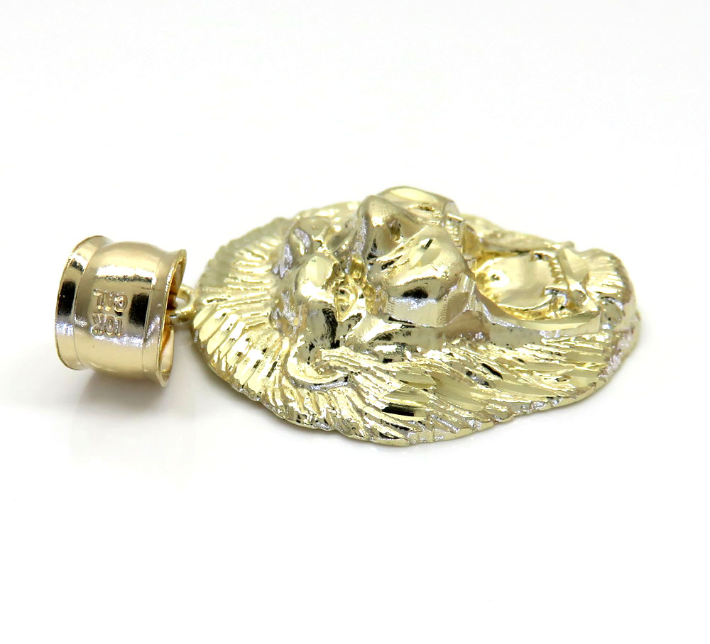 10k yellow gold medium 3d lion head pendant