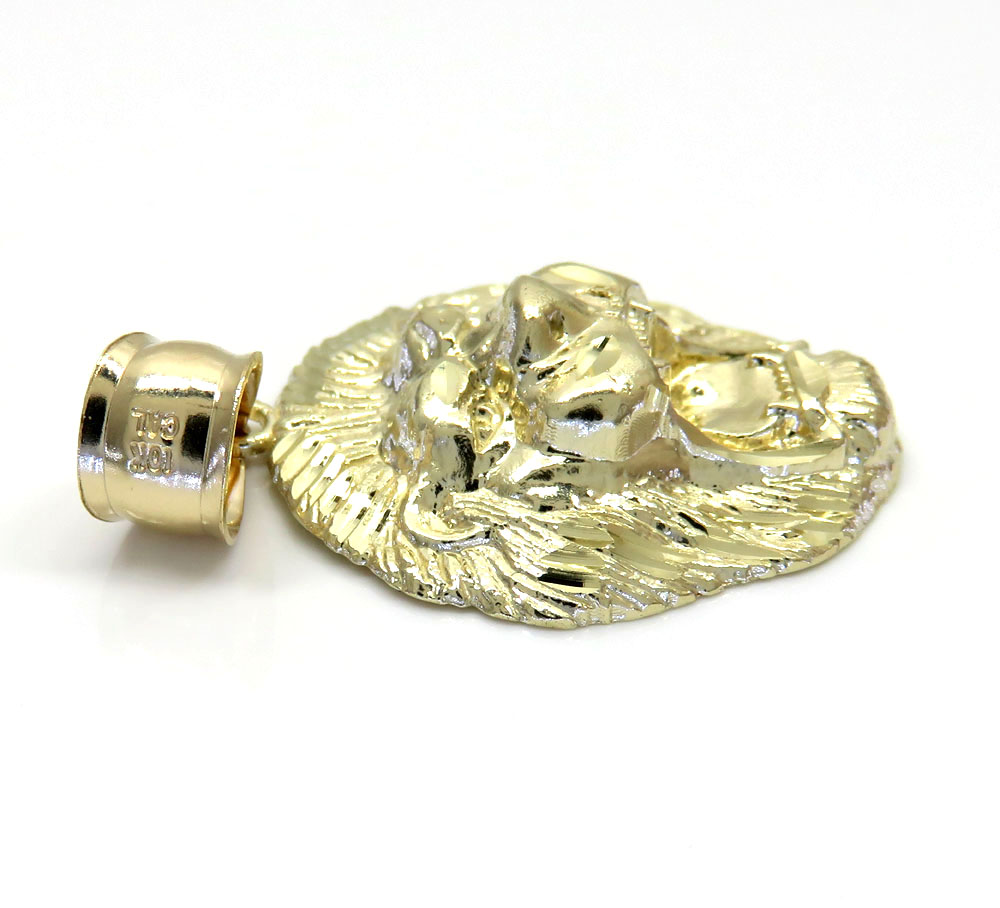 10k yellow gold medium 3d lion head pendant - Image 3