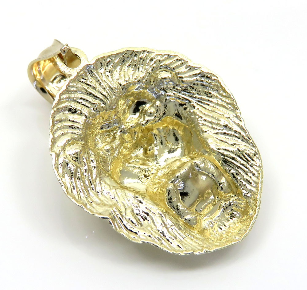 10k yellow gold medium 3d lion head pendant