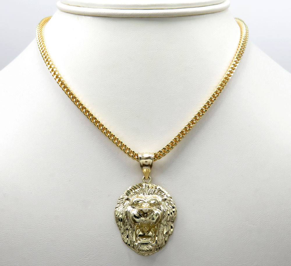 10k yellow gold medium 3d lion head pendant