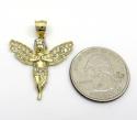 10k yellow gold small cz praying baby cherub angel pendant 1.00ct