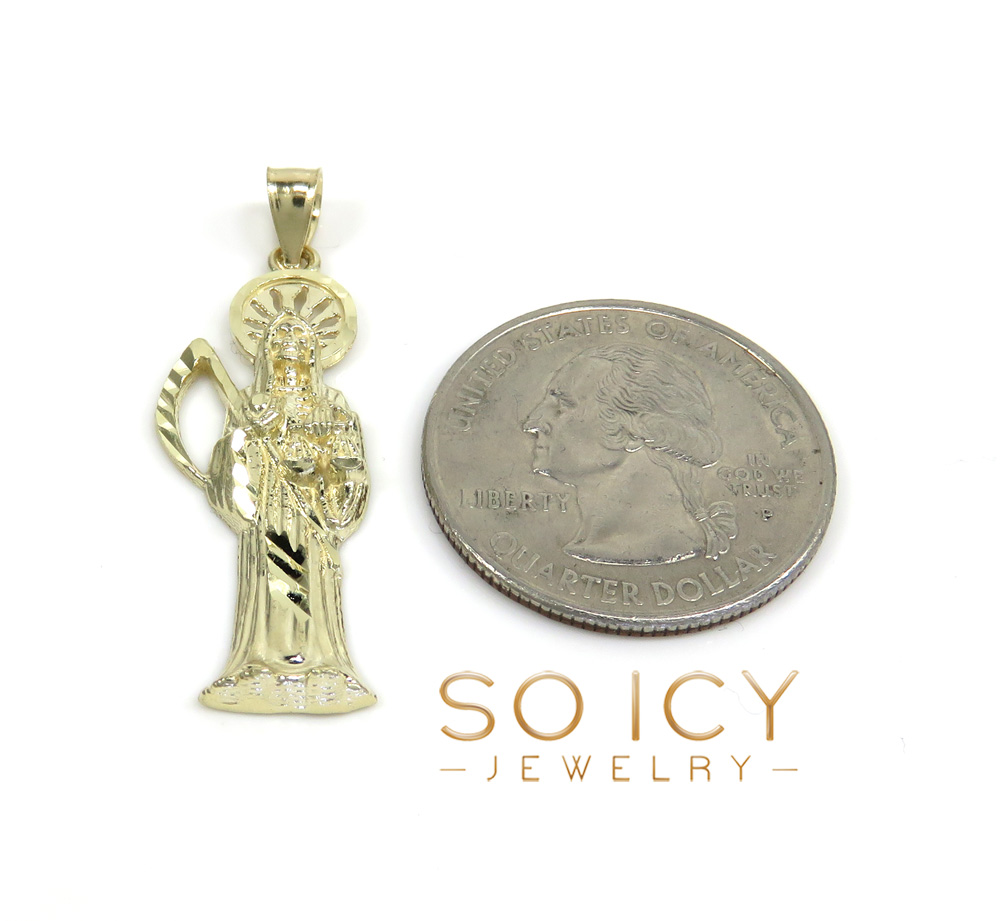 10k yellow gold small grim reaper pendant with 20-26 inch 2.60mm cuban chain