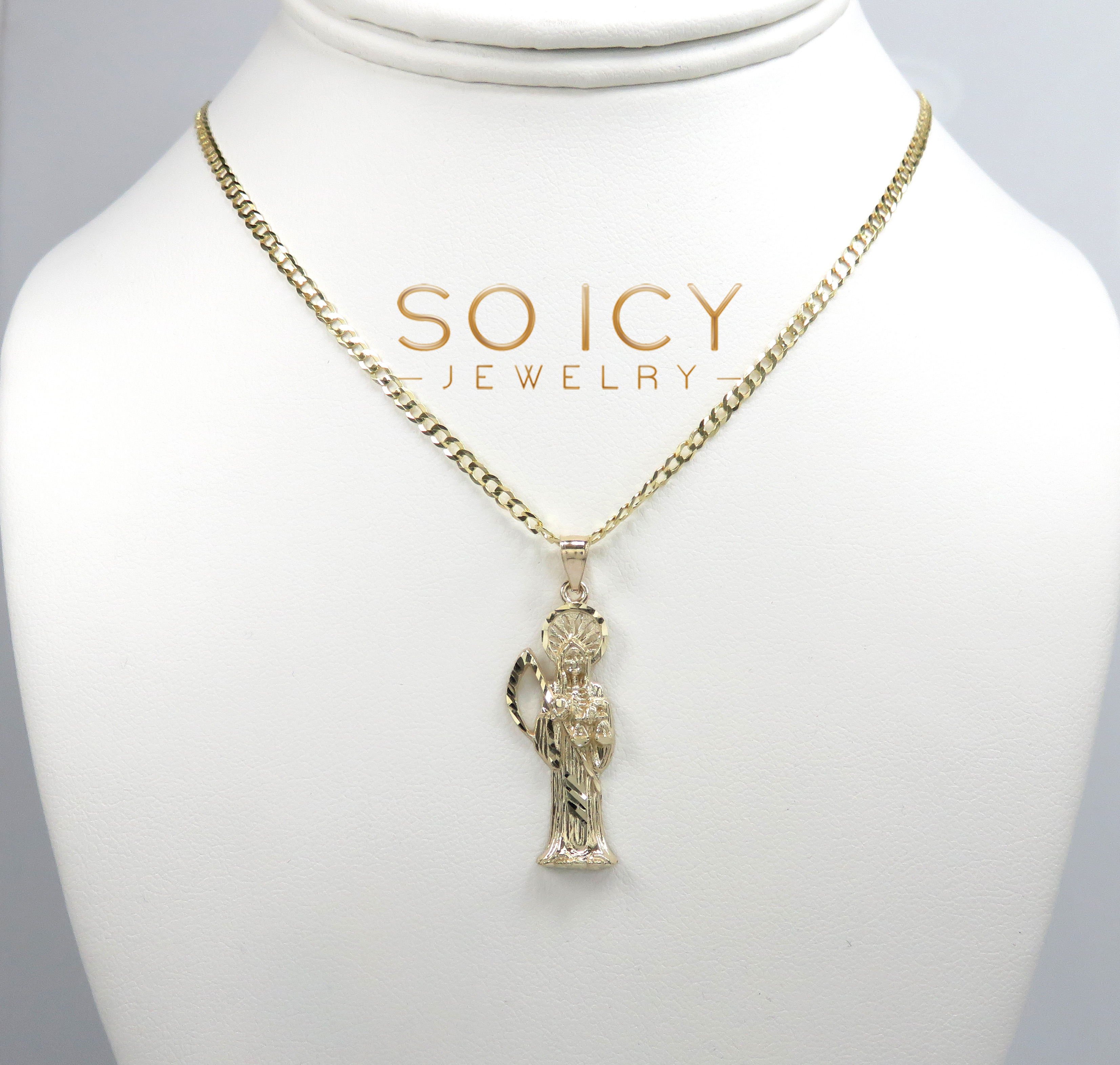 10k yellow gold small grim reaper pendant with 20-26 inch 2.60mm cuban chain