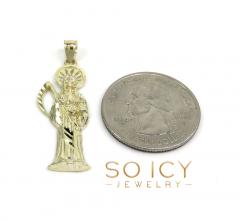 10k yellow gold small grim reaper pendant with 24 inch 2.60mm cuban chain