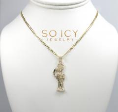 10k yellow gold small grim reaper pendant with 20-26 inch 2.60mm cuban chain