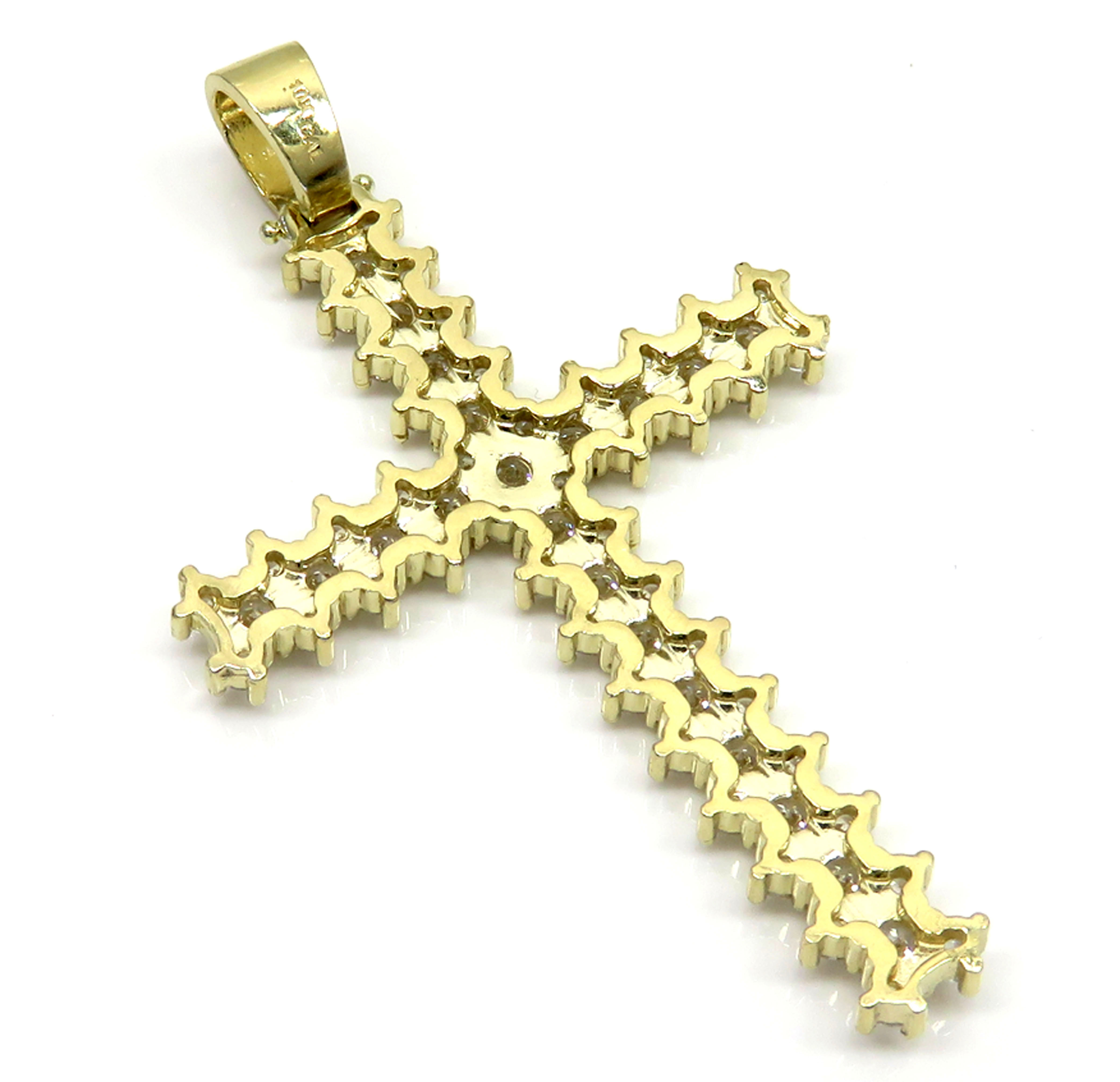 10k yellow gold large round prong cz cross 5.60ct