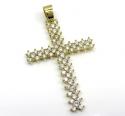 10k yellow gold large round prong cz cross 5.60ct