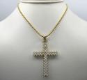 10k yellow gold large round prong cz cross 5.60ct