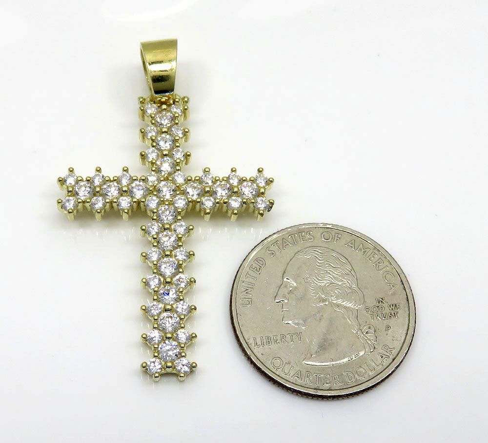 10k yellow gold medium round prong cz cross 4.30ct - Image 3