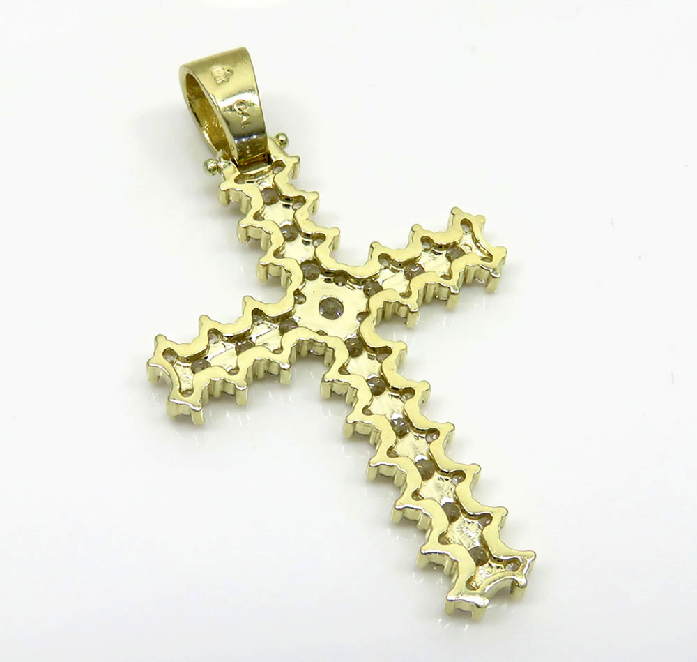 10k yellow gold medium round prong cz cross 4.30ct