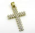 10k yellow gold medium round prong cz cross 4.30ct
