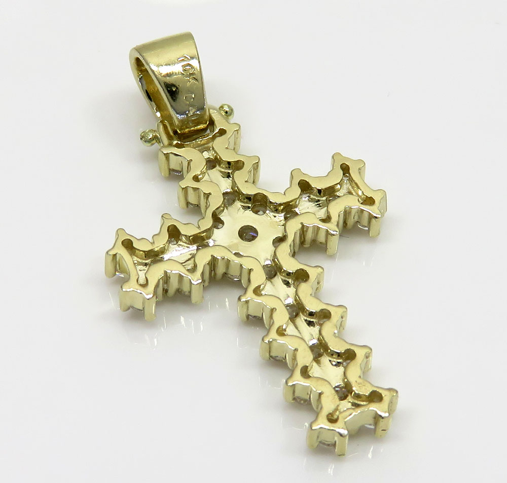10k yellow gold small round prong cz cross 3.00ct - Image 5