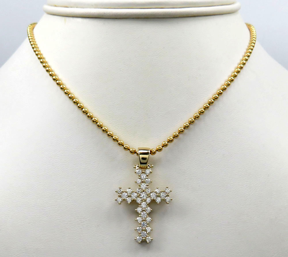 10k yellow gold small round prong cz cross 3.00ct - Image 6