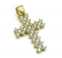 10k yellow gold small round prong cz cross 3.00ct
