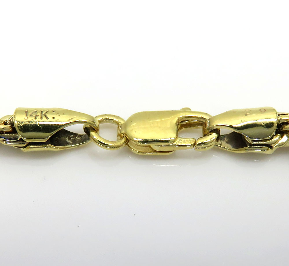 14k yellow gold solid diamond cut rope bracelet 8.50 inch 3mm