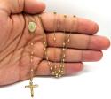 14k yellow gold diamond cut bead rosary chain 26 inch 3mm