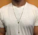 14k yellow gold diamond cut bead rosary chain 26 inch 3mm