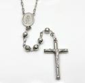 10k white gold diamond cut bead rosary chain 26 inch 5mm