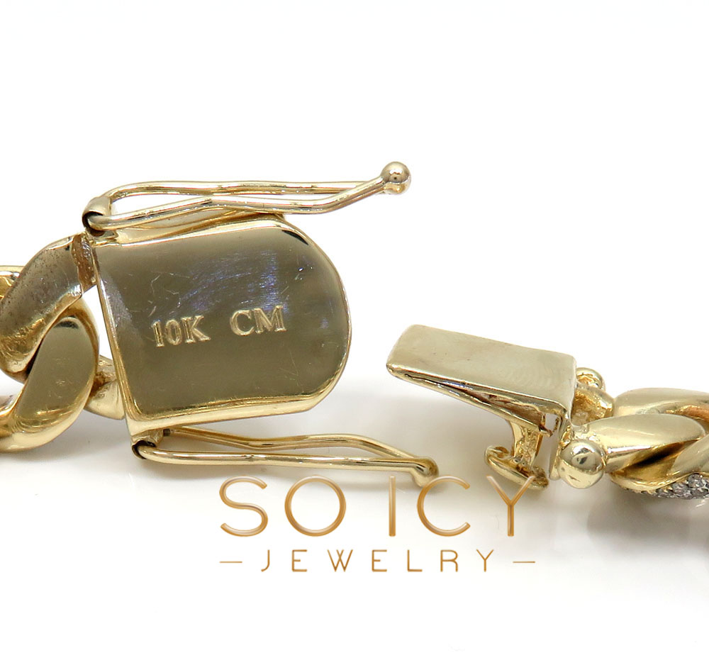10k solid yellow gold xl diamond miami bracelet 8.50 inch 17mm 11.15ct
