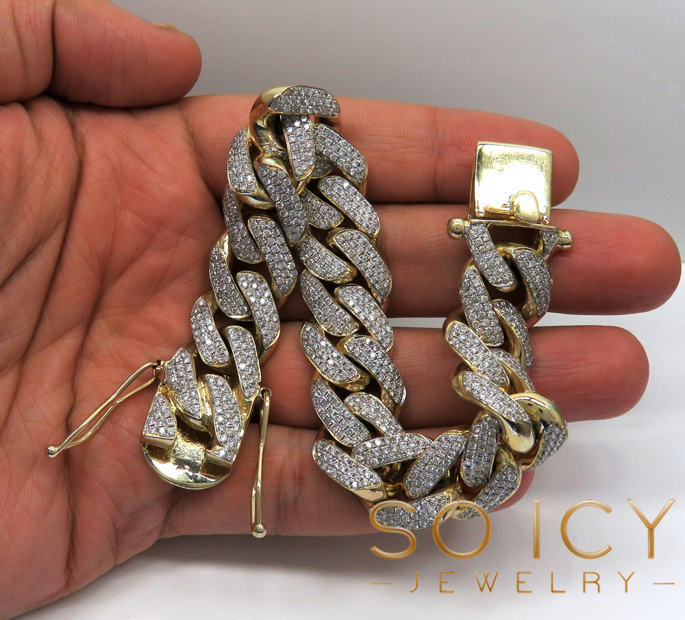 10k solid yellow gold xl diamond miami bracelet 8.50 inch 17mm 11.15ct - Image 6