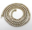 14k yellow gold 3 prong round diamond tennis link chain 27.50 inches 4.80mm 35.00ct