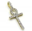 10k yellow gold twenty eight diamond small fancy ankh cross 0.80ct
