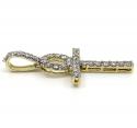 10k yellow gold twenty eight diamond small fancy ankh cross 0.80ct