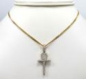 10k yellow gold twenty eight diamond small fancy ankh cross 0.80ct