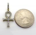 10k yellow gold twenty seven diamond short ankh cross 0.53ct 
