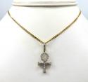 10k yellow gold twenty seven diamond short ankh cross 0.53ct 