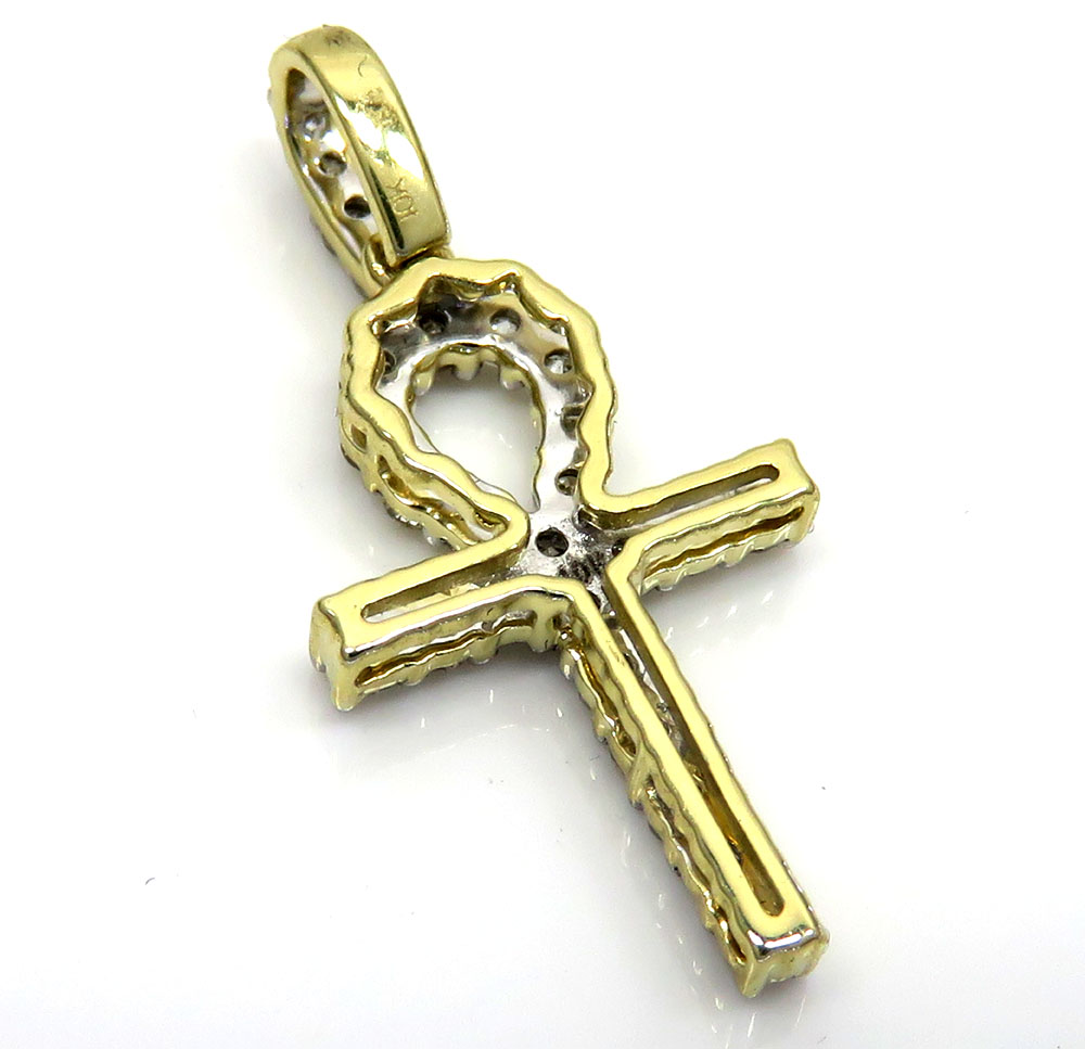 10k yellow gold twenty six diamond mini ankh cross 0.48ct  - Image 3