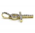 10k yellow gold twenty six diamond mini ankh cross 0.48ct 
