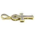 10k yellow gold thirty two diamond mini pave ankh cross 0.34ct 