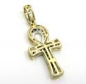 10k yellow gold thirty two diamond mini pave ankh cross 0.34ct 