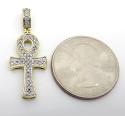 10k yellow gold thirty two diamond mini pave ankh cross 0.34ct