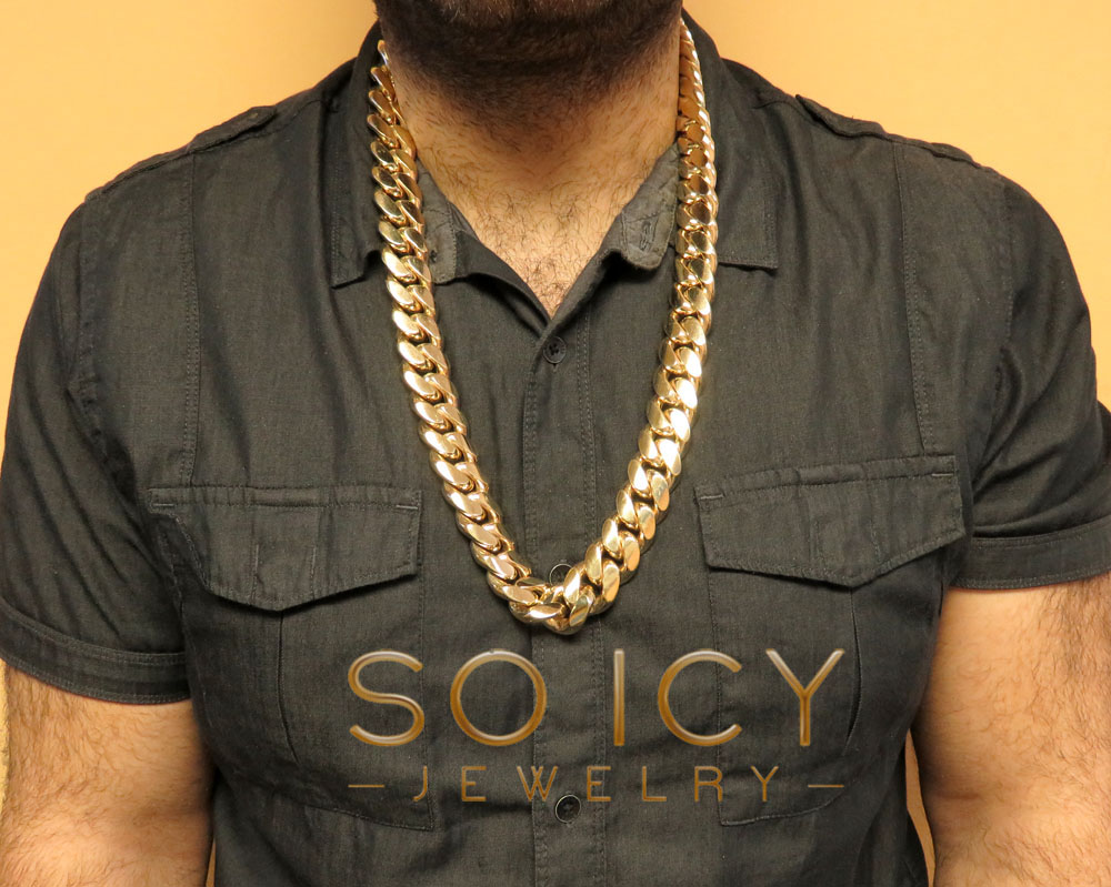 10k yellow gold solid kilo miami chain 30 inch 22mm