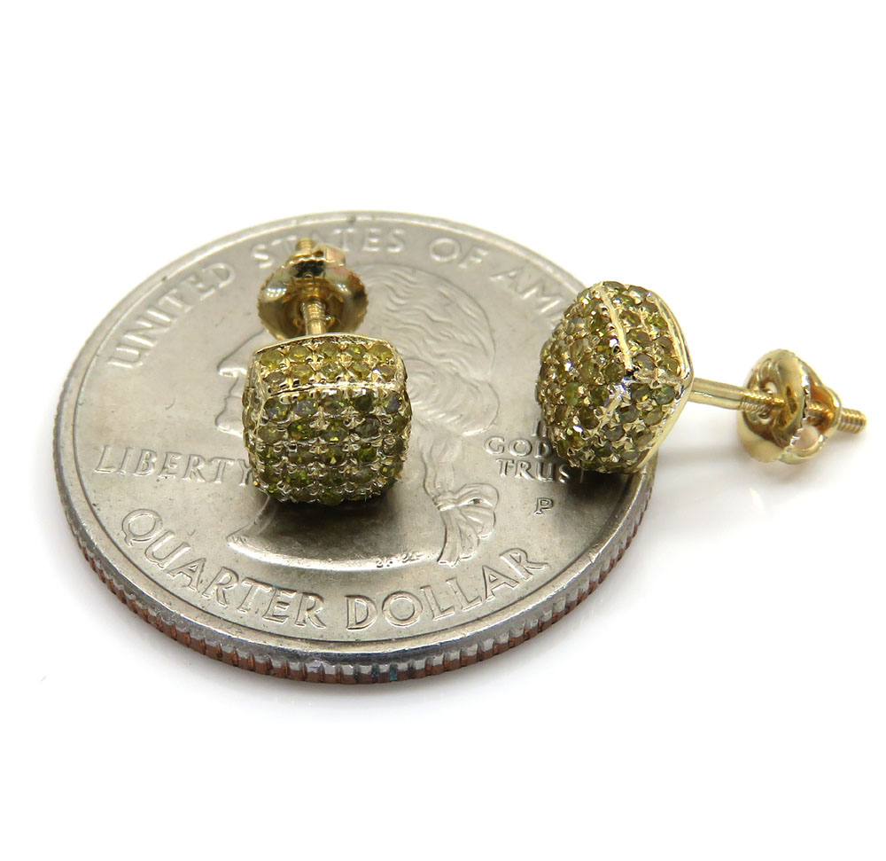 10k yellow gold canary 7 row cube diamond earrings 0.55ct