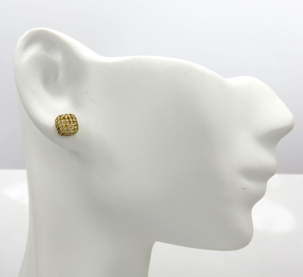 10k yellow gold canary 7 row cube diamond earrings 0.55ct